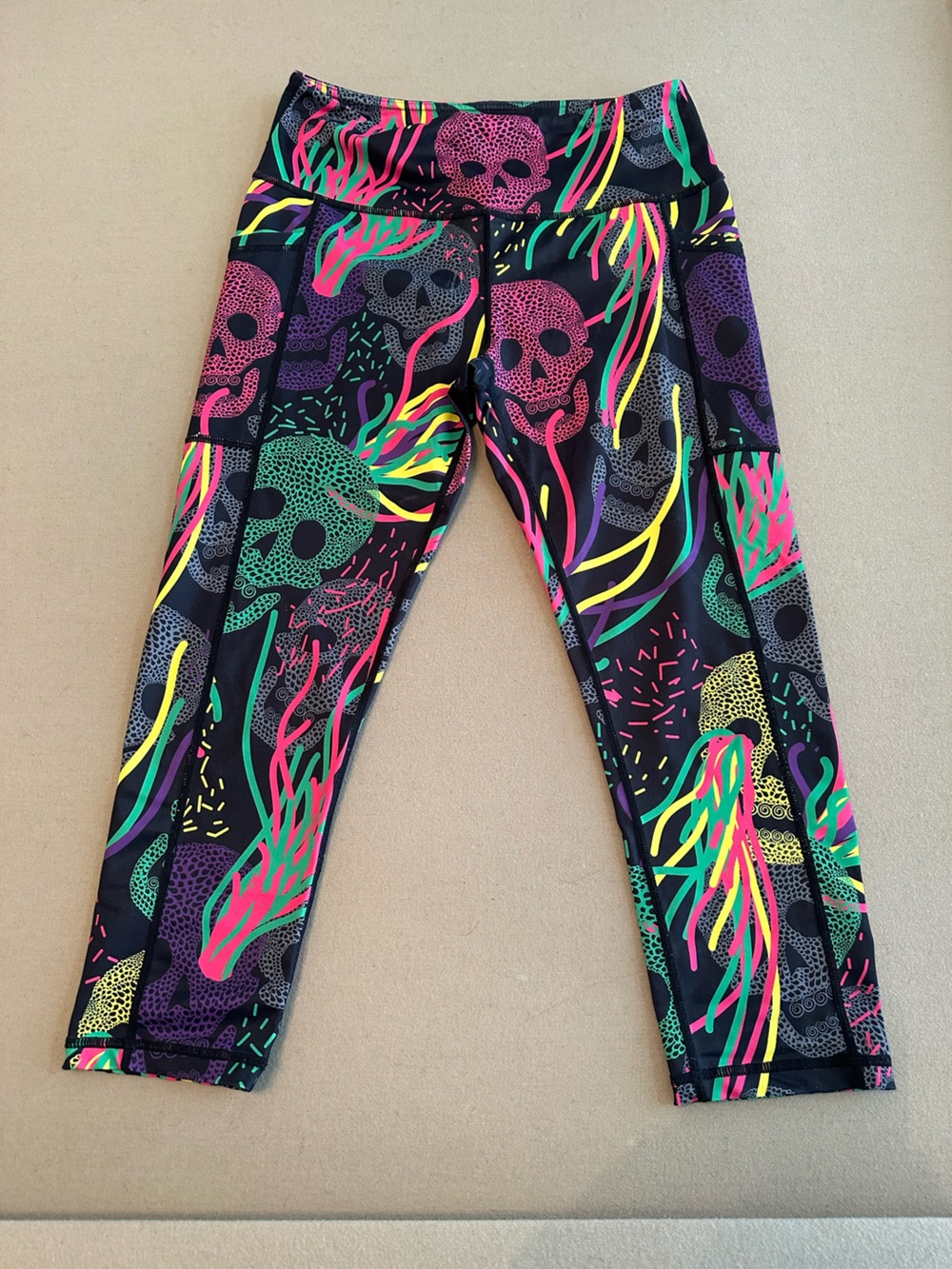 CVG Women’s Black Neon Skull Print Leggings